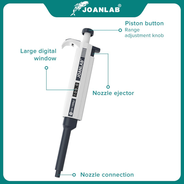 Laboratory Pipette Plastic Single Channel Digital Adjustable Micropipette Lab Equipment With Pipette Tips
