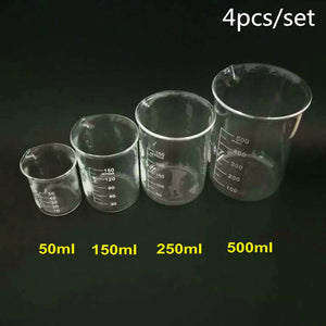 4pcs/set 50/150/250/500ml Glass Beakers