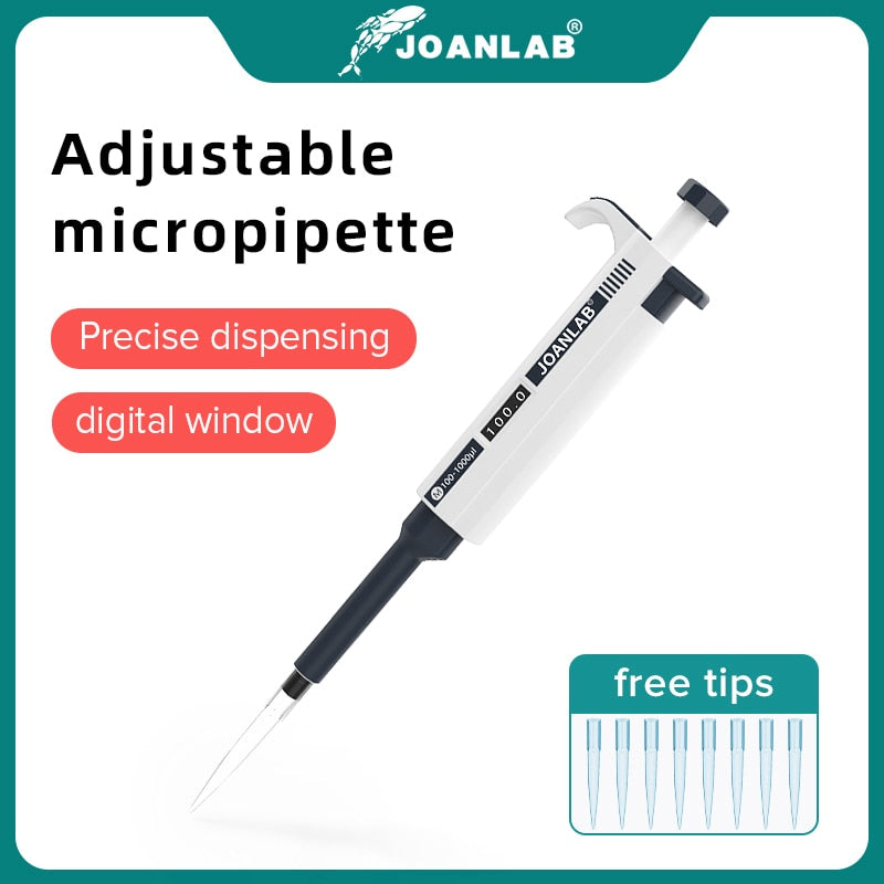 Laboratory Pipette Plastic Single Channel Digital Adjustable Micropipette Lab Equipment With Pipette Tips